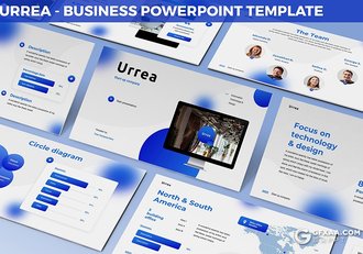 30页创意蓝色圆球虚化设计商务团队企业介绍项目展示PPT模板3种主题配色 - 顶尖PPT