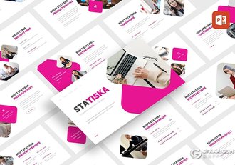 30页创意圆角矩形版式设计粉红色商务主题PPT模板 - 顶尖PPT