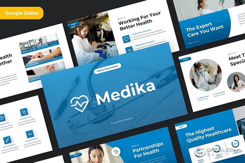 30页蓝色医学医疗研究医学项目报告主题Google slides模板 - 顶尖PPT