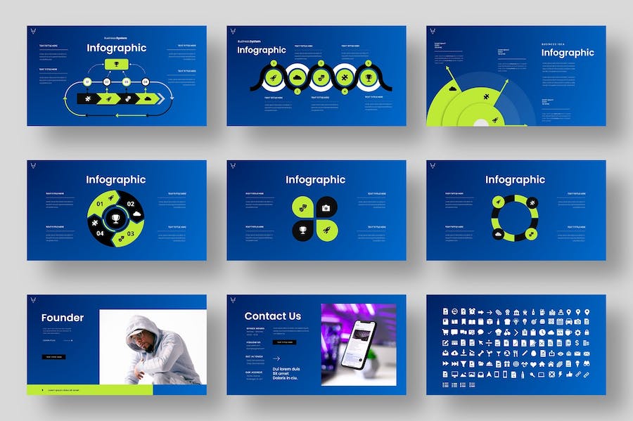 蓝绿商务产品展示PowerPoint模板 - 顶尖PPT