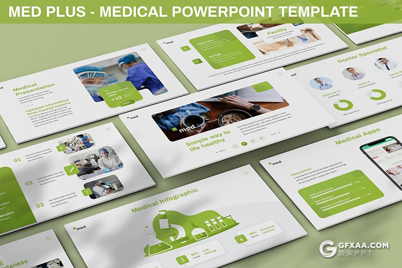 30医学研究主题ppt卡通医学人物插画医疗机构医学主题ppt模板5种主题配色2种尺寸 - 顶尖PPT