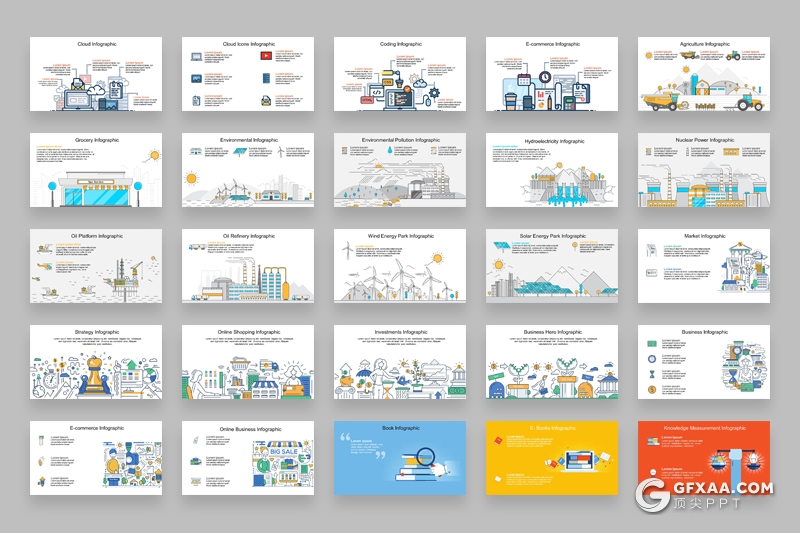 204页超强创意插画PPT模板可编辑卡通人物网络科技概念场景工程建筑图形图标ppt插画模板 - 顶尖PPT