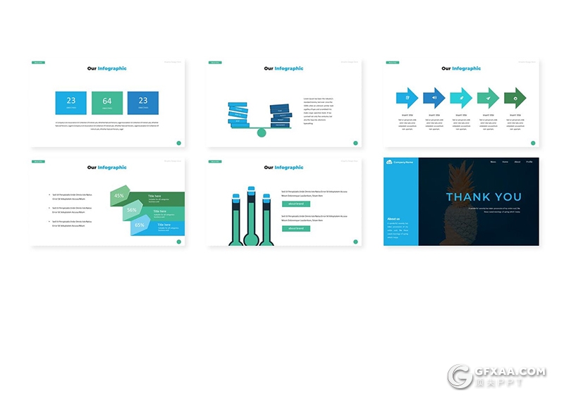30页国外简约小清新风格通用Google slides模板5种主题配色 - 顶尖PPT