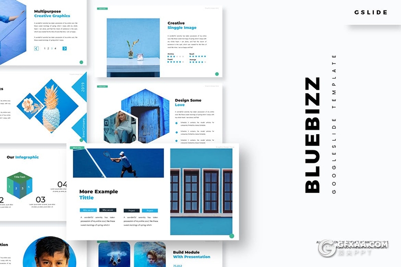 30页国外简约小清新风格通用Google slides模板5种主题配色 - 顶尖PPT