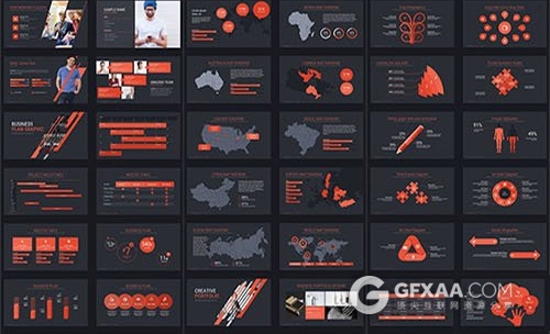 253页红色图形图表大气稳重PPT商务模板 - 顶尖PPT