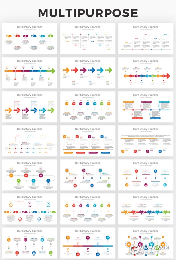 165页PPT创意图形素材时间轴箭头指向圆环图价格表地图等信息图形PPT - 顶尖PPT