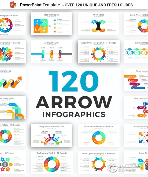 121页圆形拼图圆形箭头指向ppt创意图形素材模板 - 顶尖PPT