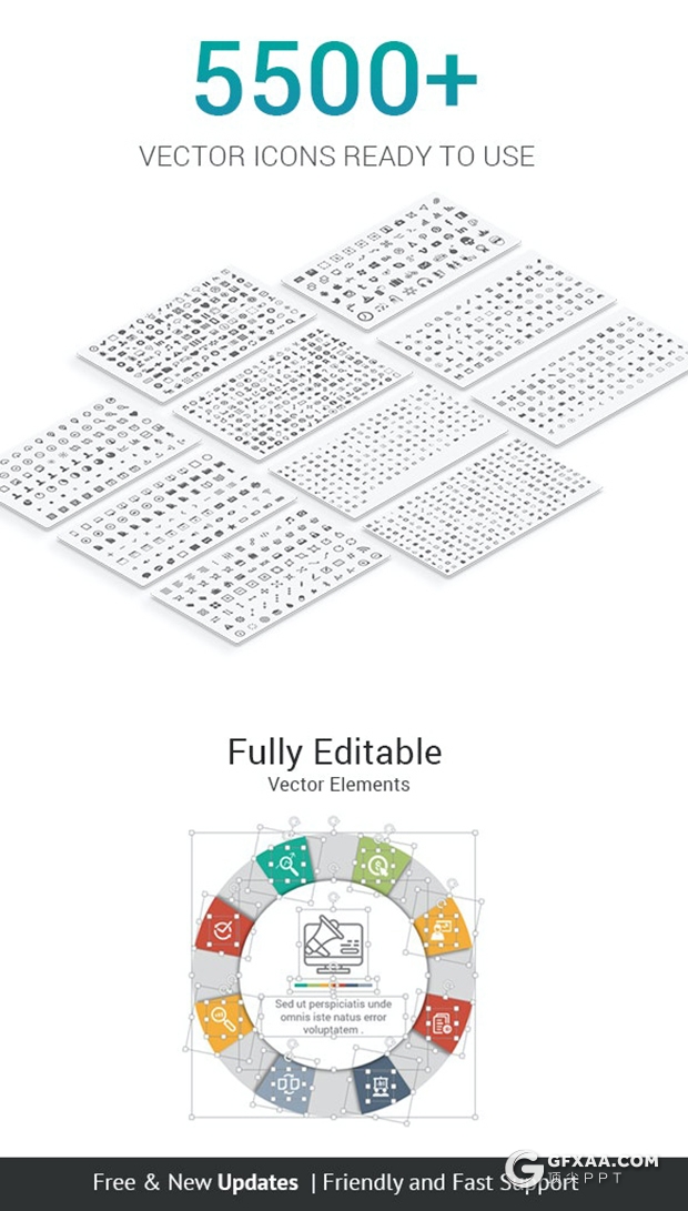 121页圆形拼图圆形箭头指向ppt创意图形素材模板 - 顶尖PPT