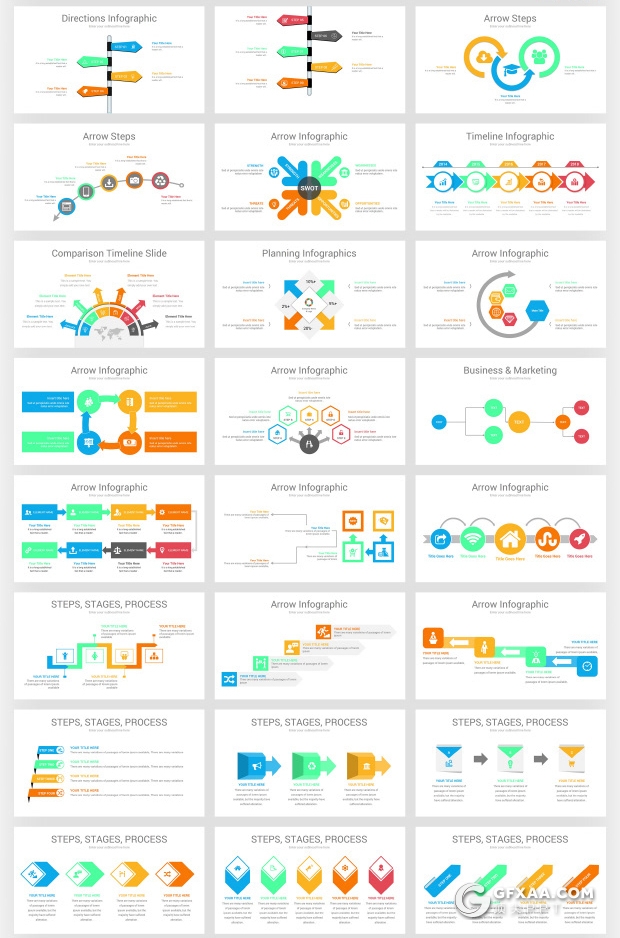 121页圆形拼图圆形箭头指向ppt创意图形素材模板 - 顶尖PPT