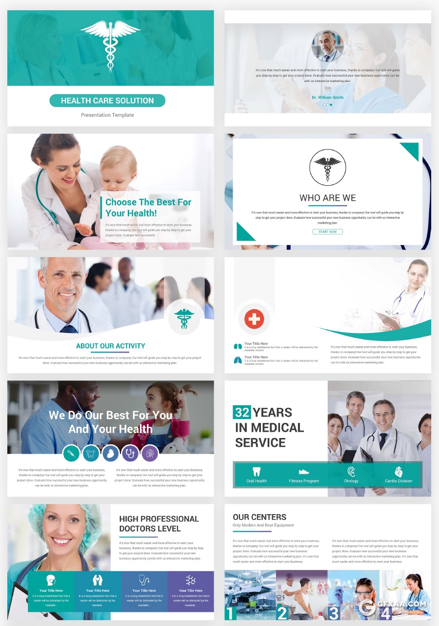 74页医疗和医疗保健解决方案PPT幻灯片模板 - 顶尖PPT