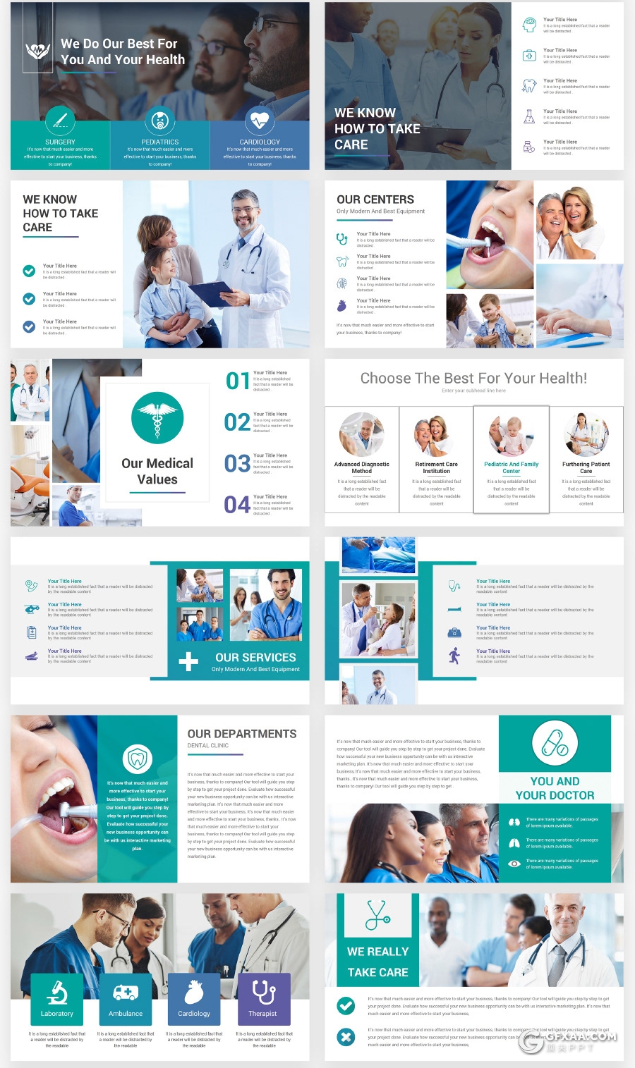 74页医疗和医疗保健解决方案PPT幻灯片模板 - 顶尖PPT