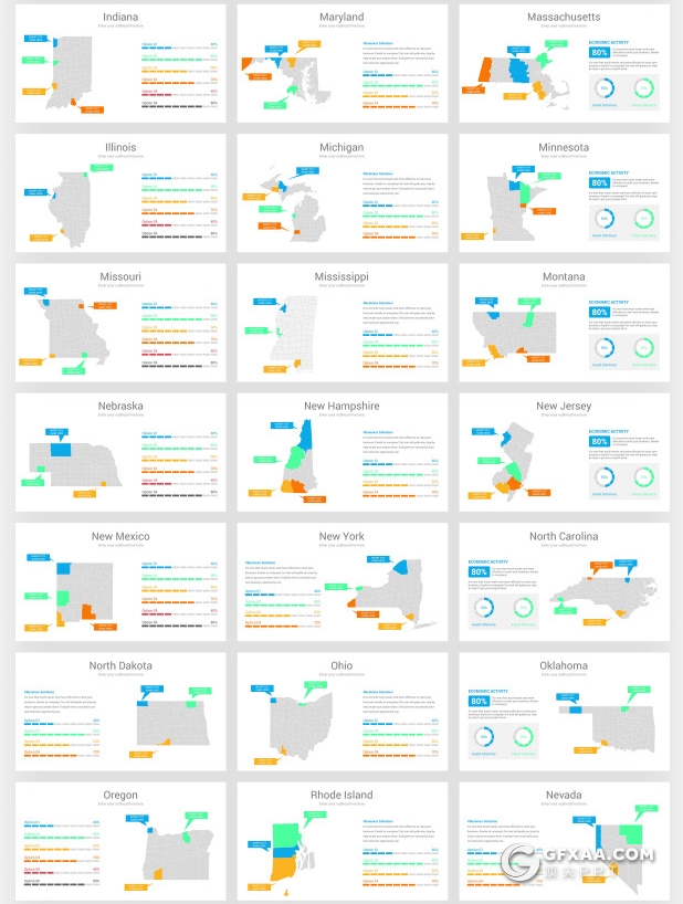 245页彩色亚洲非洲美洲欧洲美国国家地图PPT模板 - 顶尖PPT