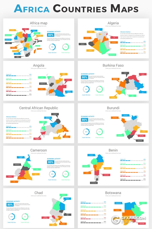 245页彩色亚洲非洲美洲欧洲美国国家地图PPT模板 - 顶尖PPT