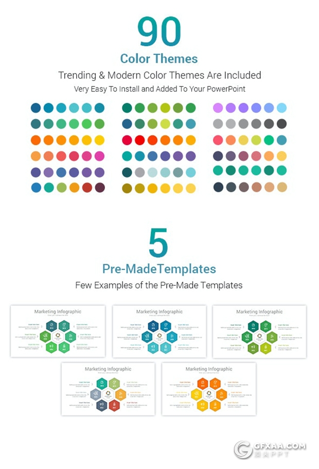 70页3D多边形圆形积木拼图图形PPT模板 - 顶尖PPT