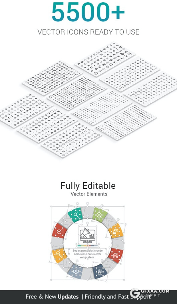 70页3D多边形圆形积木拼图图形PPT模板 - 顶尖PPT