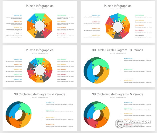 70页3D多边形圆形积木拼图图形PPT模板 - 顶尖PPT