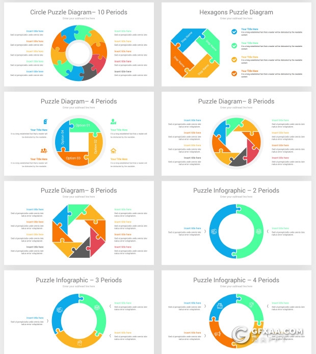 70页3D多边形圆形积木拼图图形PPT模板 - 顶尖PPT