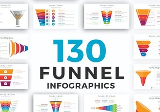 130页彩色商务漏斗信息图形金字塔锥形信息图形ppt模板 - 顶尖PPT