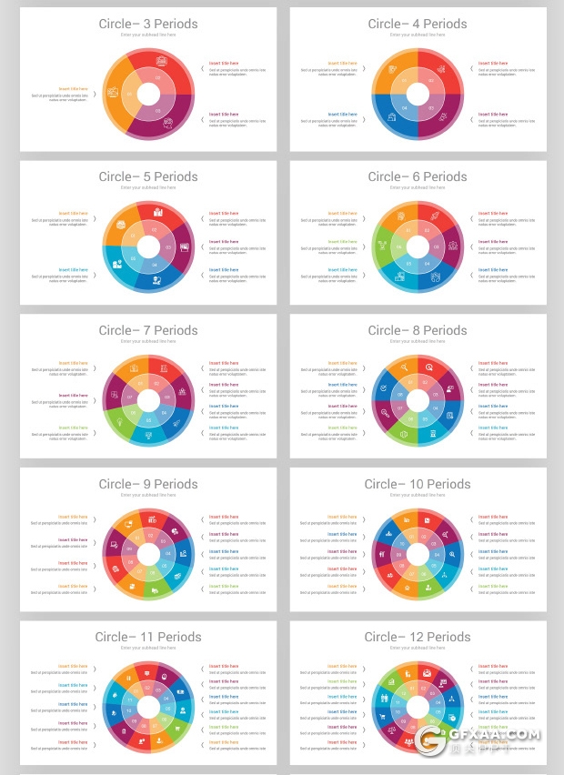 54页圆形过程图循环图克里克图形PPT模板 - 顶尖PPT