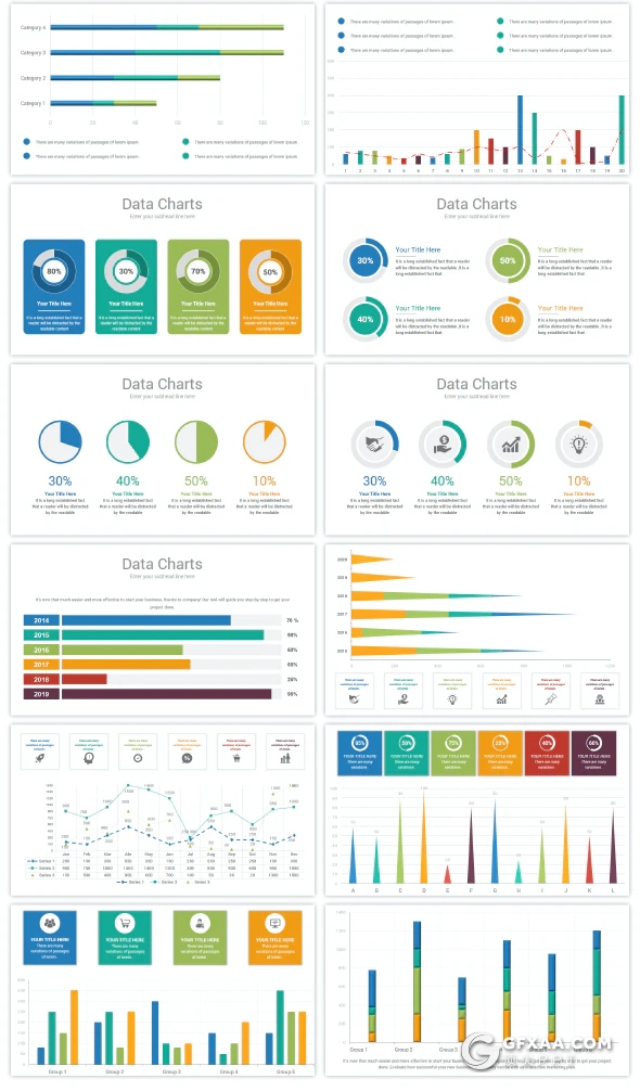 42页智能excel数据图形美化ppt条形图柱形图圆饼数据图PPT模板 - 顶尖PPT