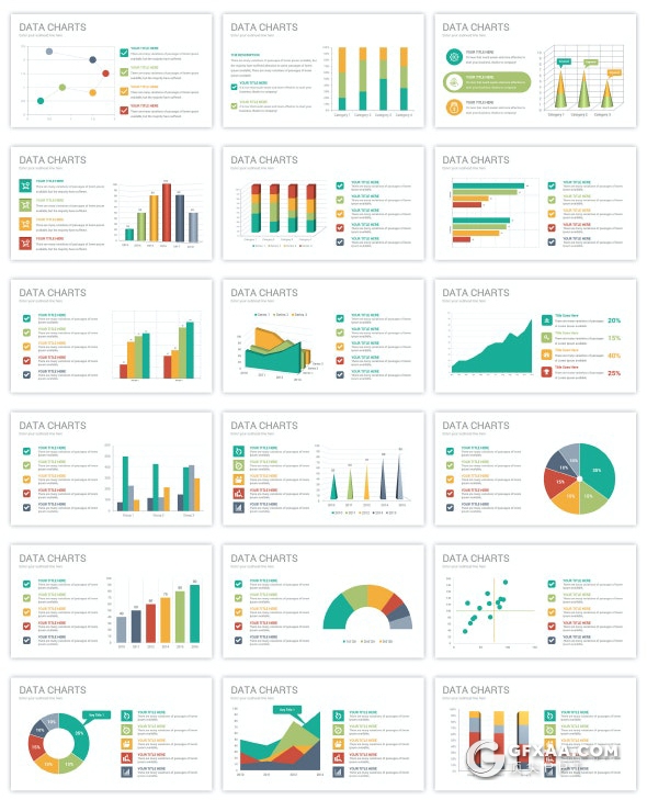120页数据图表美化ppt模板智能excel数据图表柱形图条形图圆饼图折线数据图ppt模板 - 顶尖PPT