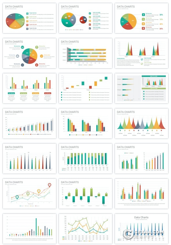 120页数据图表美化ppt模板智能excel数据图表柱形图条形图圆饼图折线数据图ppt模板 - 顶尖PPT