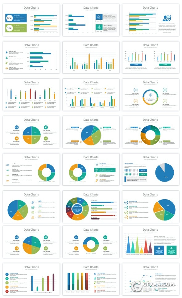 120页数据图表美化ppt模板智能excel数据图表柱形图条形图圆饼图折线数据图ppt模板 - 顶尖PPT