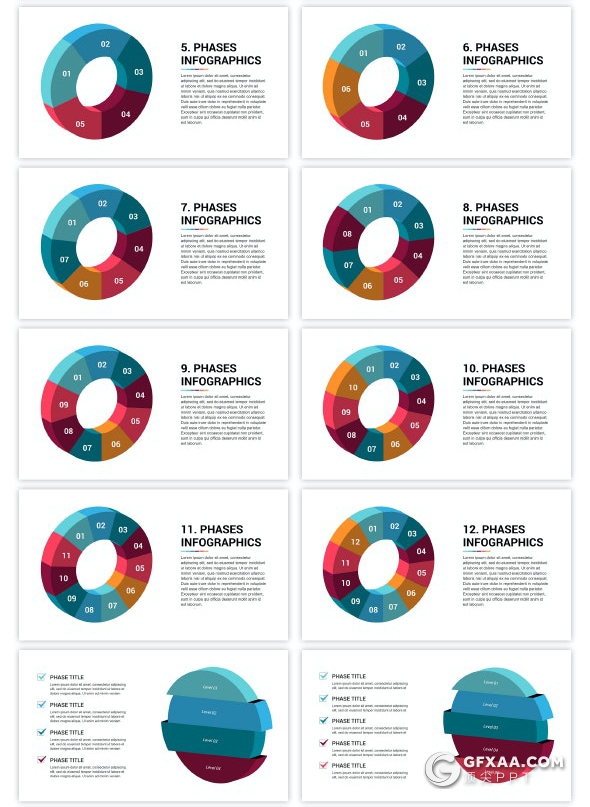 50页彩色3D立体商务数据图形ppt模板 - 顶尖PPT