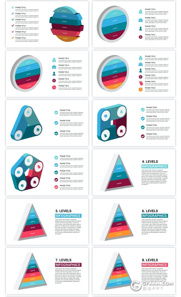 50页彩色3D立体商务数据图形ppt模板 - 顶尖PPT