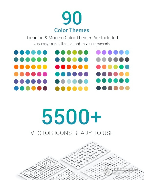 50页彩色3D立体商务数据图形ppt模板 - 顶尖PPT