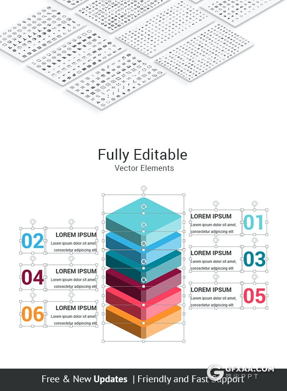 50页彩色3D立体商务数据图形ppt模板 - 顶尖PPT