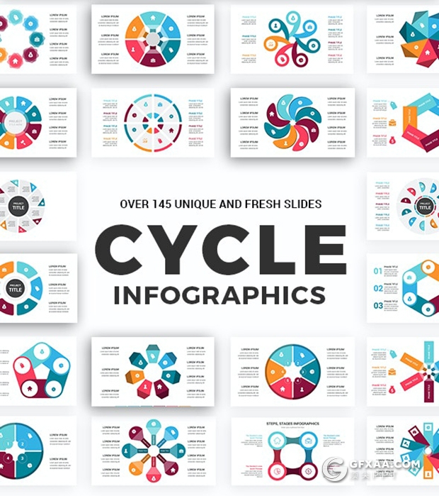 145页国外色彩圆形循环图过程图要点图形PPT模板 - 顶尖PPT