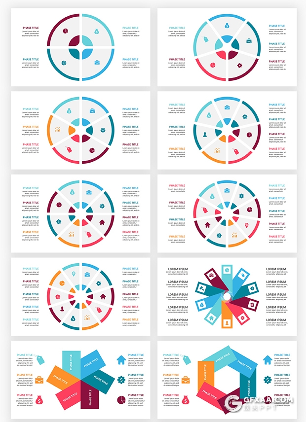 145页国外色彩圆形循环图过程图要点图形PPT模板 - 顶尖PPT