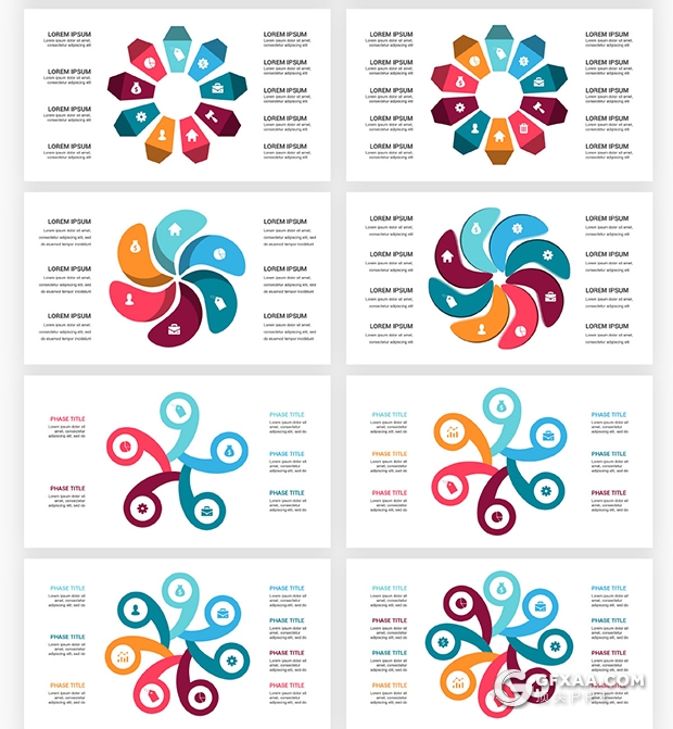145页国外色彩圆形循环图过程图要点图形PPT模板 - 顶尖PPT