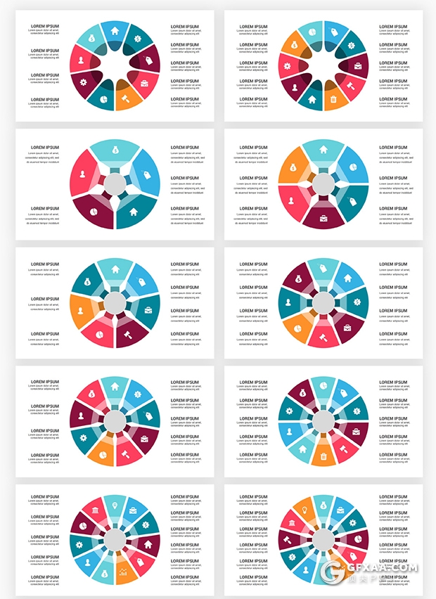 145页国外色彩圆形循环图过程图要点图形PPT模板 - 顶尖PPT