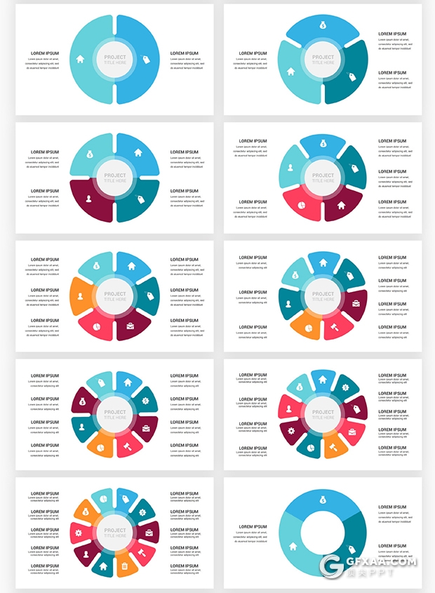 145页国外色彩圆形循环图过程图要点图形PPT模板 - 顶尖PPT