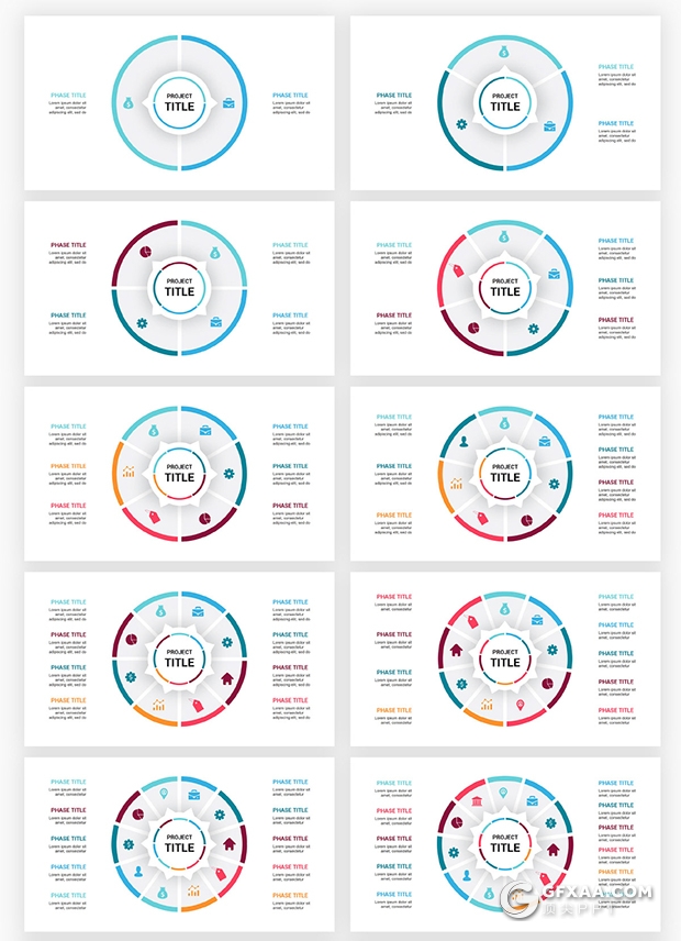 145页国外色彩圆形循环图过程图要点图形PPT模板 - 顶尖PPT