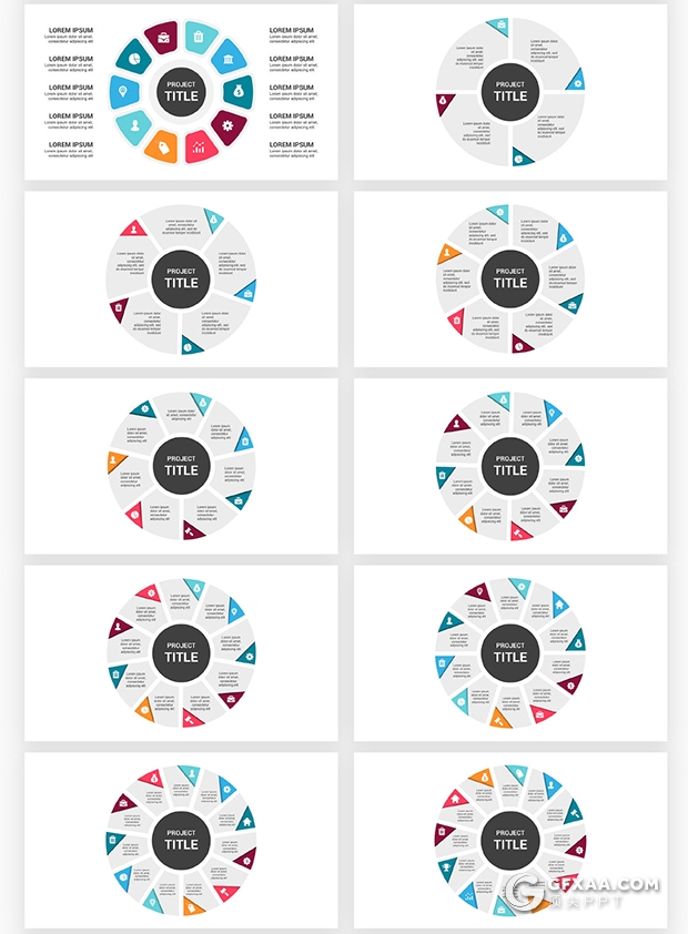 145页国外色彩圆形循环图过程图要点图形PPT模板 - 顶尖PPT