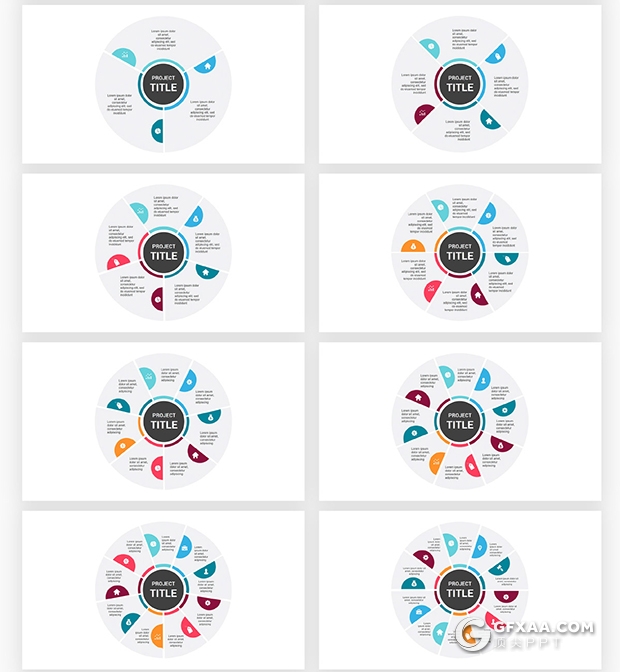 145页国外色彩圆形循环图过程图要点图形PPT模板 - 顶尖PPT