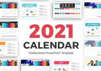 2021年日历表PPT模板彩色工作日期规划表ppt模板 - 顶尖PPT