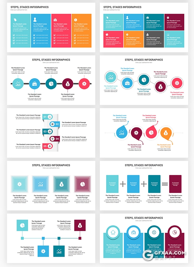 90页创意彩色ppt流程图过程图形重点信息图形ppt模板 - 顶尖PPT