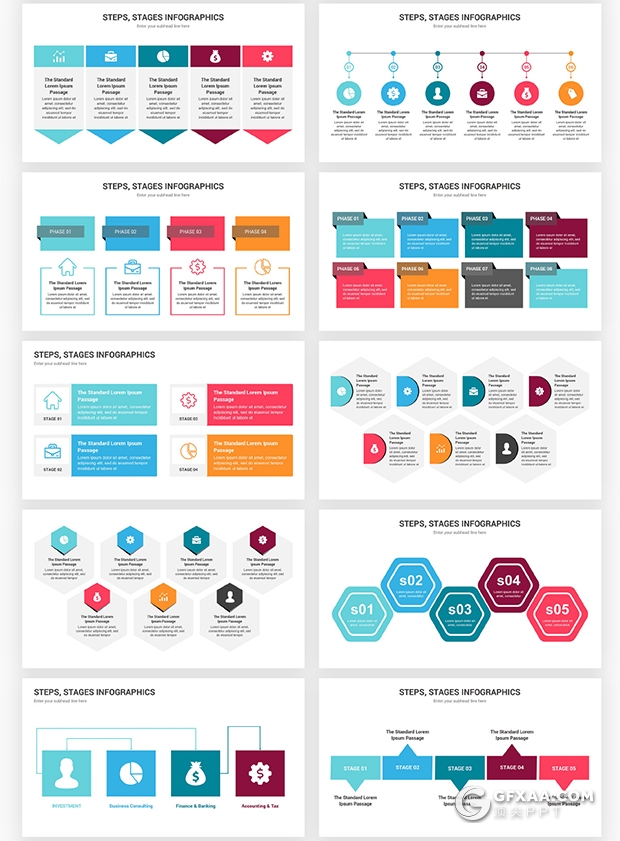 90页创意彩色ppt流程图过程图形重点信息图形ppt模板 - 顶尖PPT