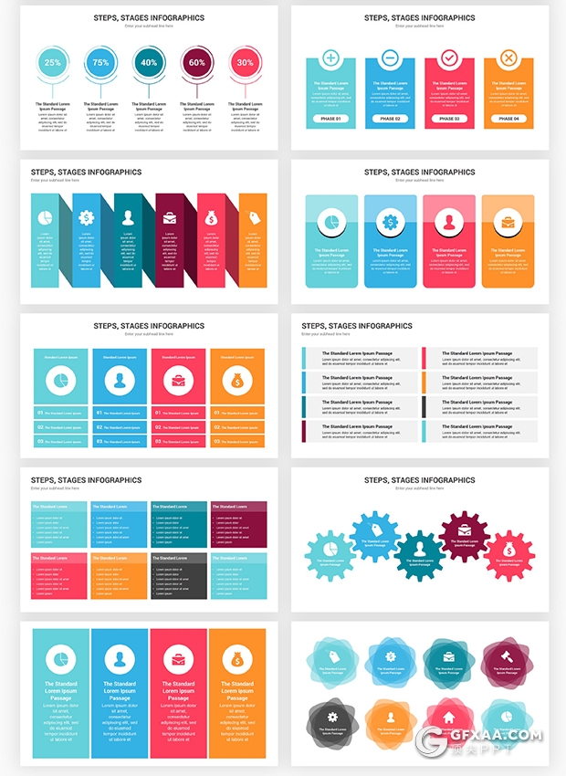 90页创意彩色ppt流程图过程图形重点信息图形ppt模板 - 顶尖PPT