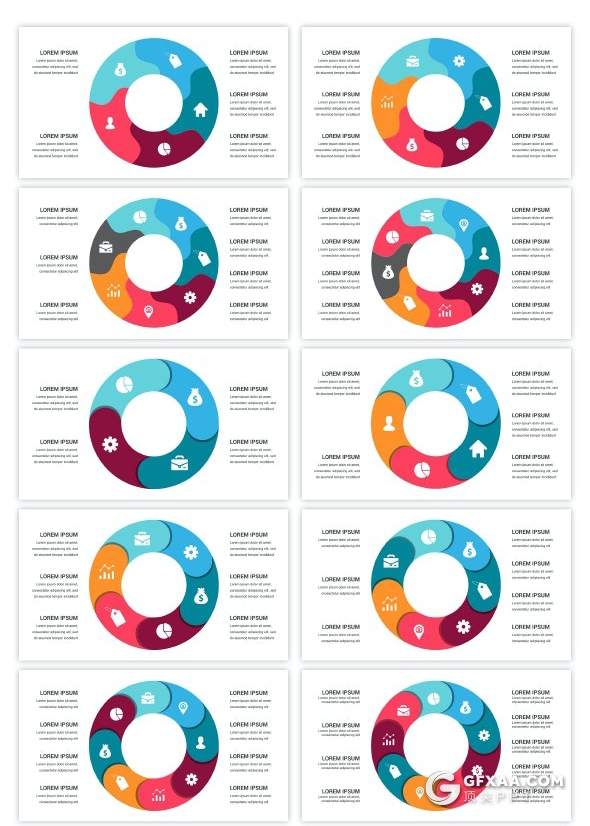 62页国外彩色圆形循环图过程流程图形PPT模板 - 顶尖PPT
