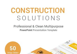 50页橙色扁平化建筑工程施工建筑项目展示PPT模板 - 顶尖PPT