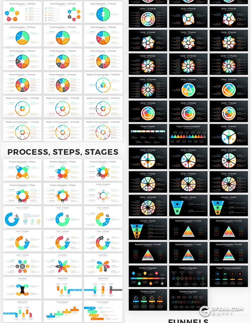 1000页PPT创意逻辑图时间轴箭头指向漏斗金字塔图形合集 - 顶尖PPT