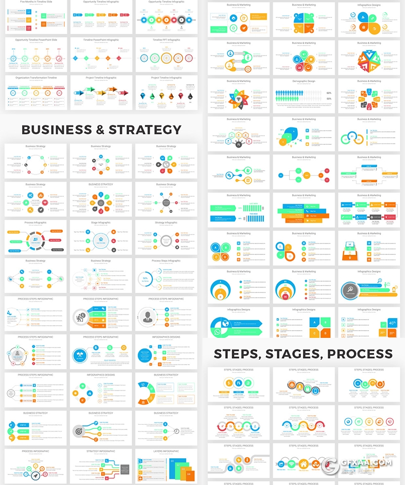 1000页PPT创意逻辑图时间轴箭头指向漏斗金字塔图形合集 - 顶尖PPT