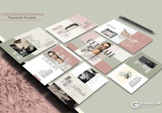 35页简约时尚流行风格模特写真摄影PPT模板 - 顶尖PPT