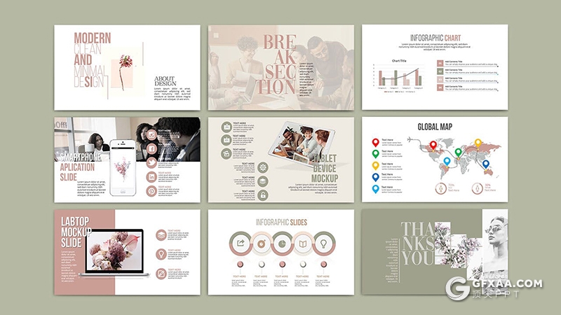 35页简约时尚流行风格模特写真摄影keynote模板 - 顶尖PPT