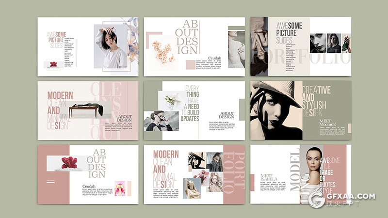 35页简约时尚流行风格模特写真摄影keynote模板 - 顶尖PPT